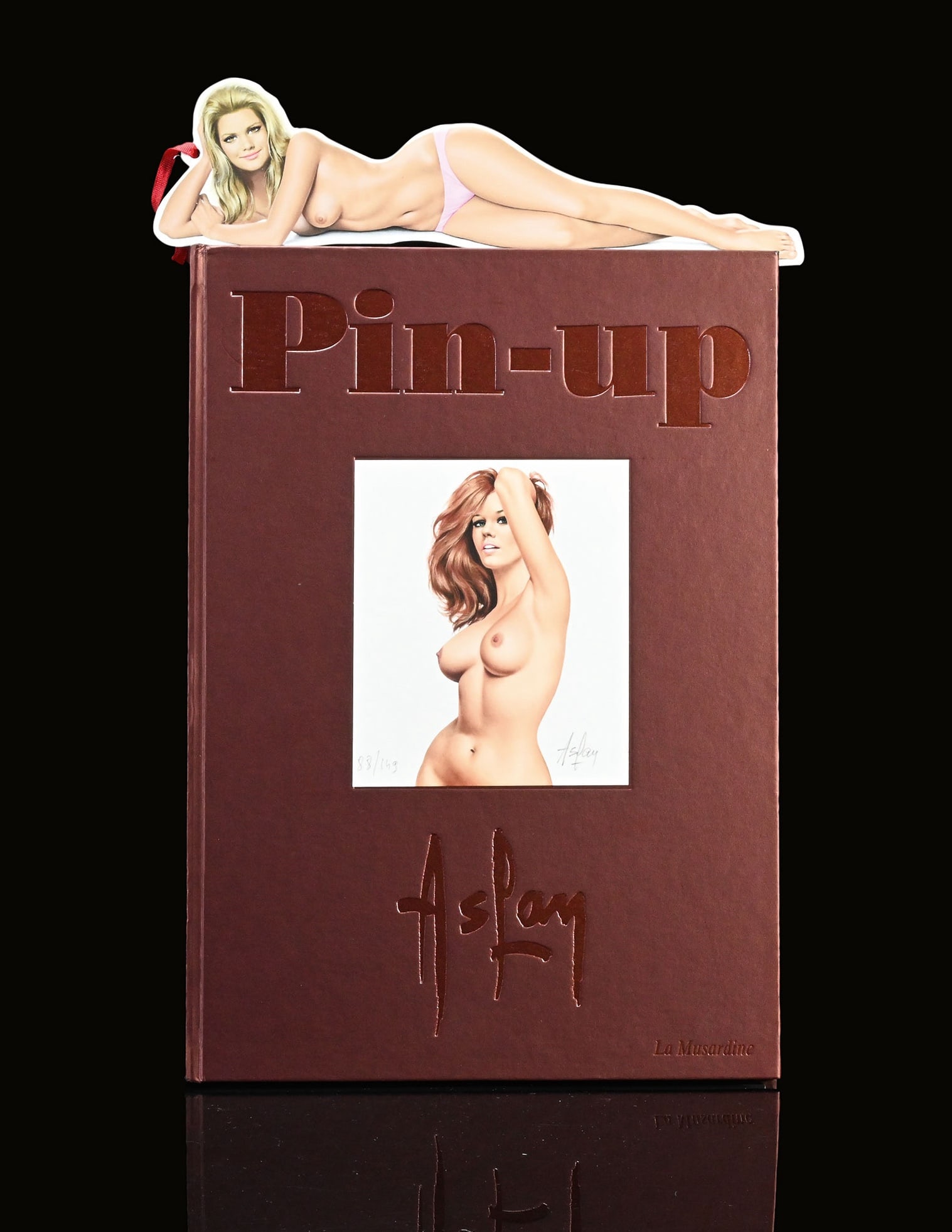 ASLAN PIN-UP 1 | 12" PIN UP AND BOOK | SUPERB CONDITION: Special edition of the book 'Pin Up' featuring works by the artist 'Aslan,' 127 pages, this is copy 88 of 149, F 2010, 22 x 31 cm, still with the original bookmark in the shape of a pin-up, made of ca