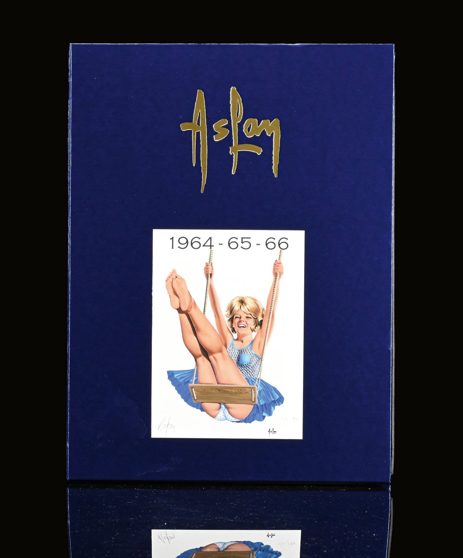 ASLAN PIN UPS | 1964-1966 | 12" | SUPERB CONDITION: Yearbook series by the Pin Up artist 'Aslan,' a complete set of individual nude and pin-up sketches, shown here is copy 44 of 99, 1966, 22 x 31 cm, the cover autographed in pencil and numbered, all pa