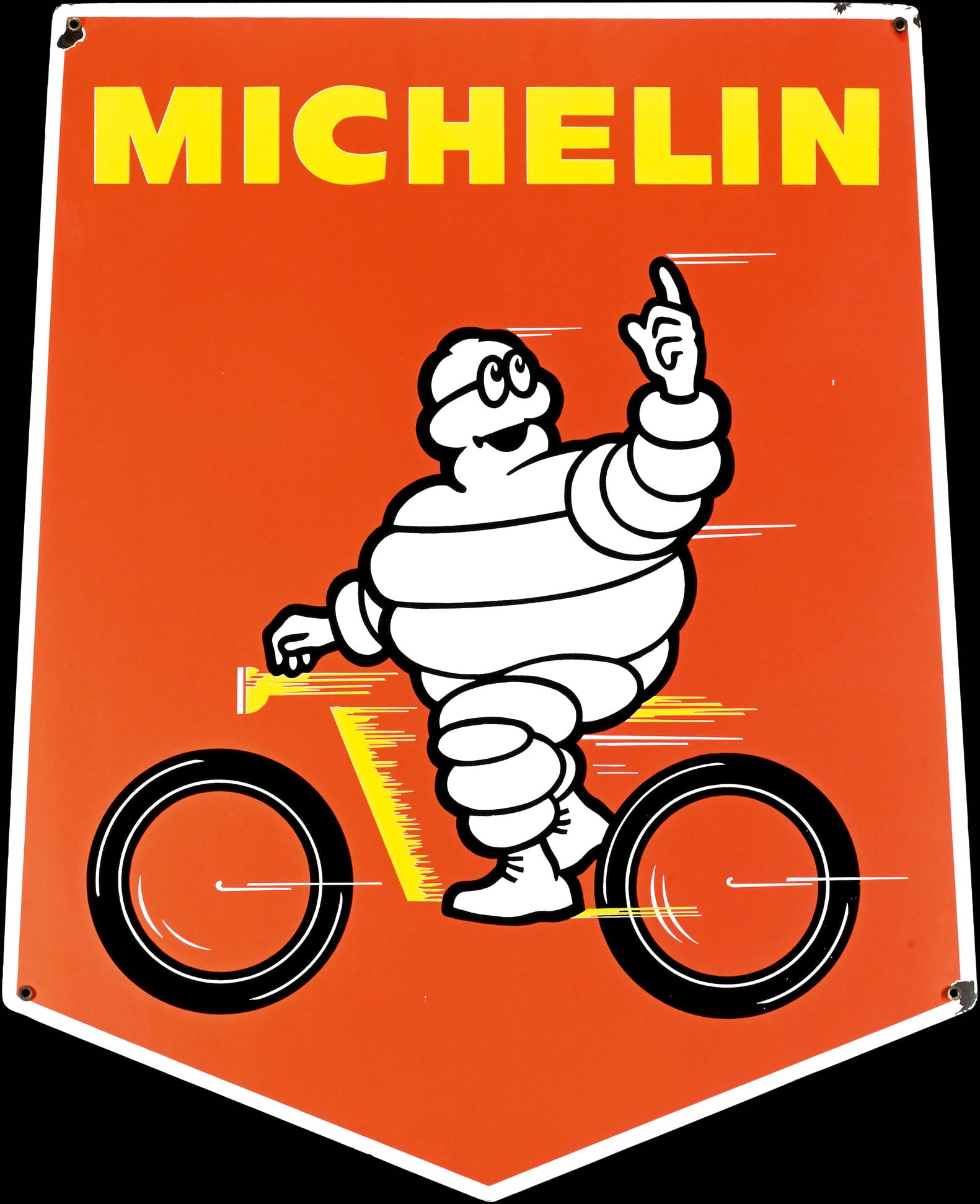 MICHELIN | 30" PORCELAIN SIGN: Porcelain sign ( Enamel sign ), stenciled, IT around 1960, 63 x 77 cm, Smalterie Lombarde, Milano, very glossy surface, rare | We do only sell old original pieces - no reproductions or fakes. We pack 