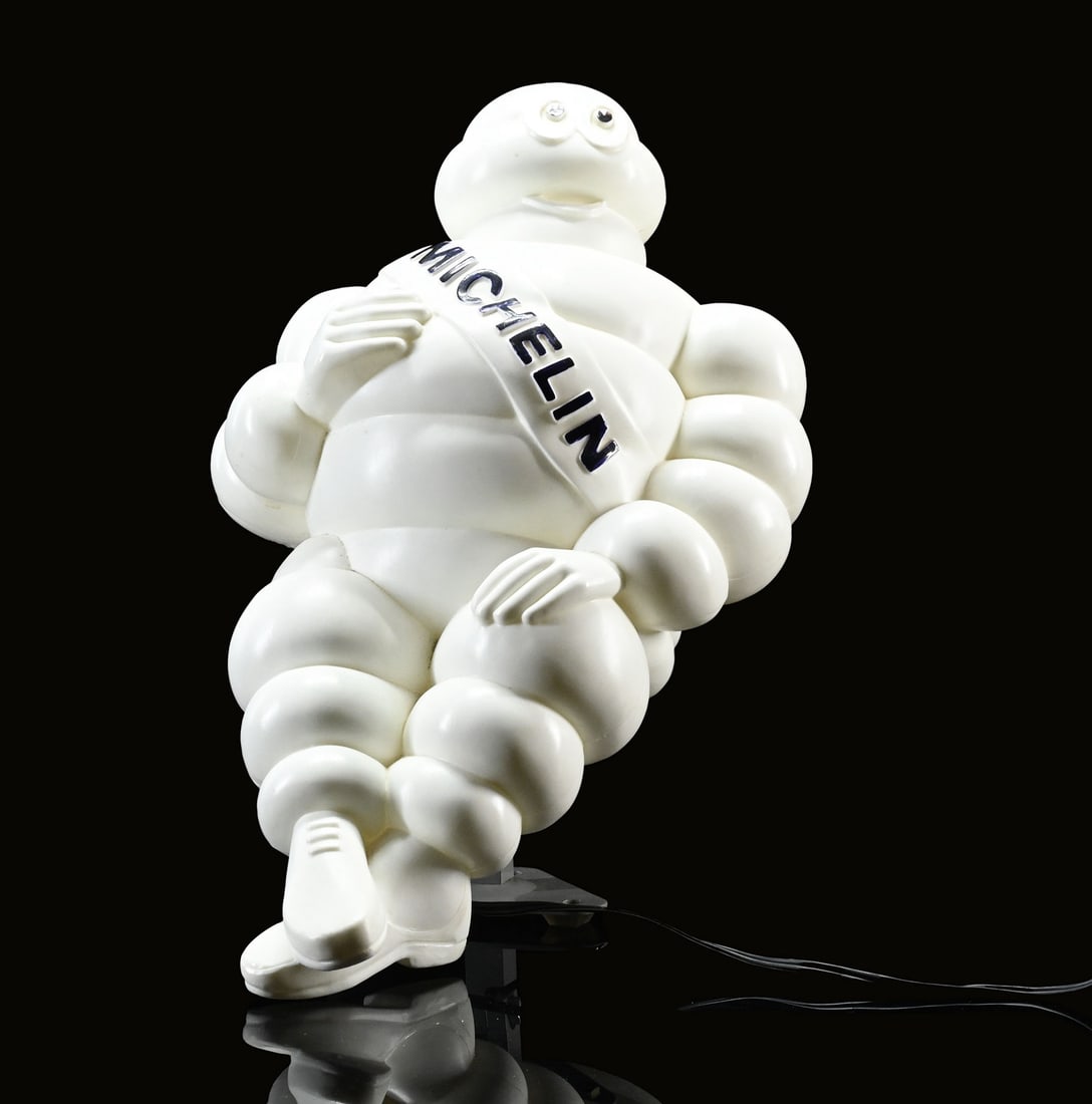 MICHELIN | 19" ADVERTISING FIGURE: Advertising model, plastic, electrified, with original mount, F 1990s, H 48 cm, fully functional | We do only sell old original pieces - no reproductions or fakes. We pack in house, most items can be 