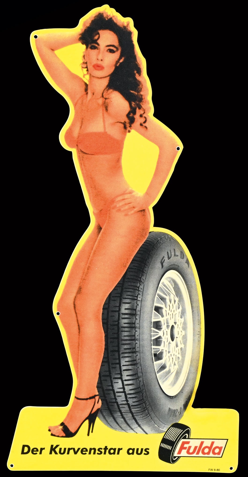 FULDA | 14" PIN UP | SUPERB CONDITION: Plastic, dated August 1980, 18,5 x 36,5 cm, but on closer inspection, you have to admit - this is one of the prettiest pin-ups of that era, it's certainly incredibly rare - not even listed in the "Pin