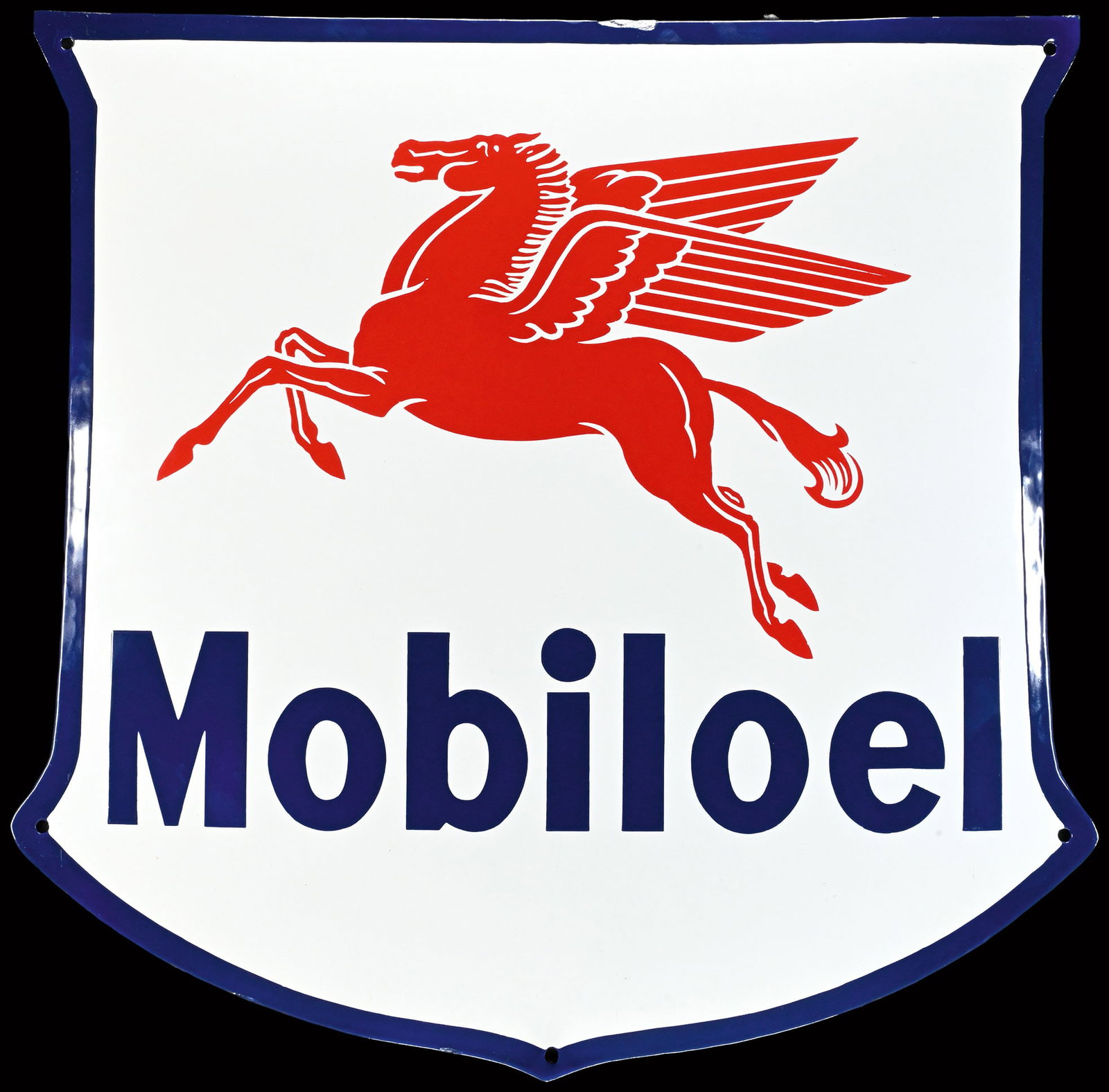 MOBILOEL | 24" PORCELAIN SIGN: Porcelain sign ( Enamel sign ), convex, stenciled, GER around 1950, 60 x 60 cm, a preservation that's rare to find, amazing surface | We do only sell old original pieces - no reproductions or fakes. W