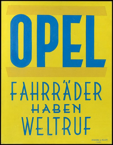 OPEL - WELTRUF | 26" POSTER: POSTER design with original signature, framed behind glas, GER 1926, 50 x 65 cm, signed: Richard G. Keller, probably unique | *The POSTER was not examined outside of the frame and can only be shipped 
