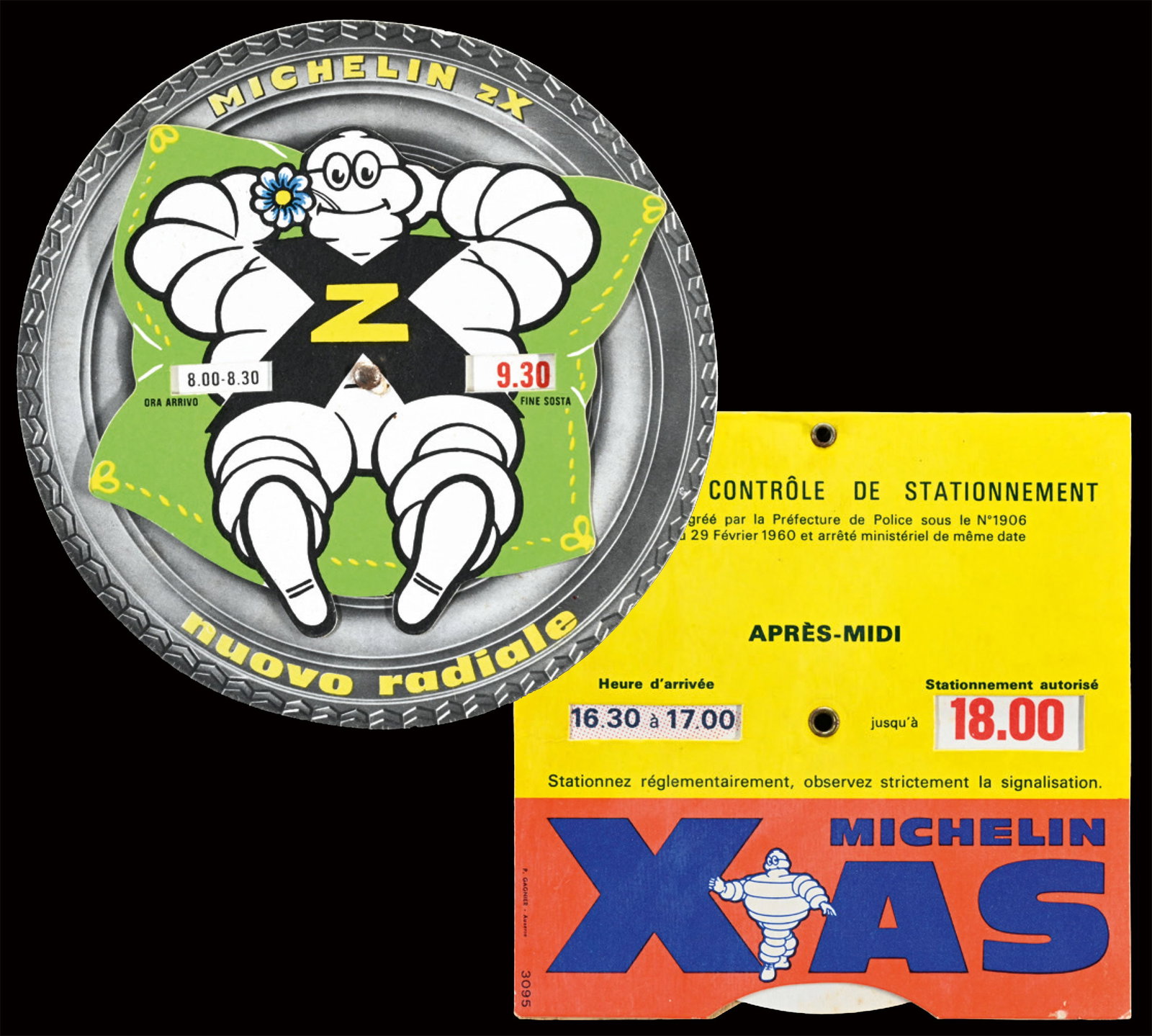 MICHELIN XAS / Z | TWO AUTHENTIC 6" PARKING DISKS | CARDBOARD SIGNS (1 of 7)