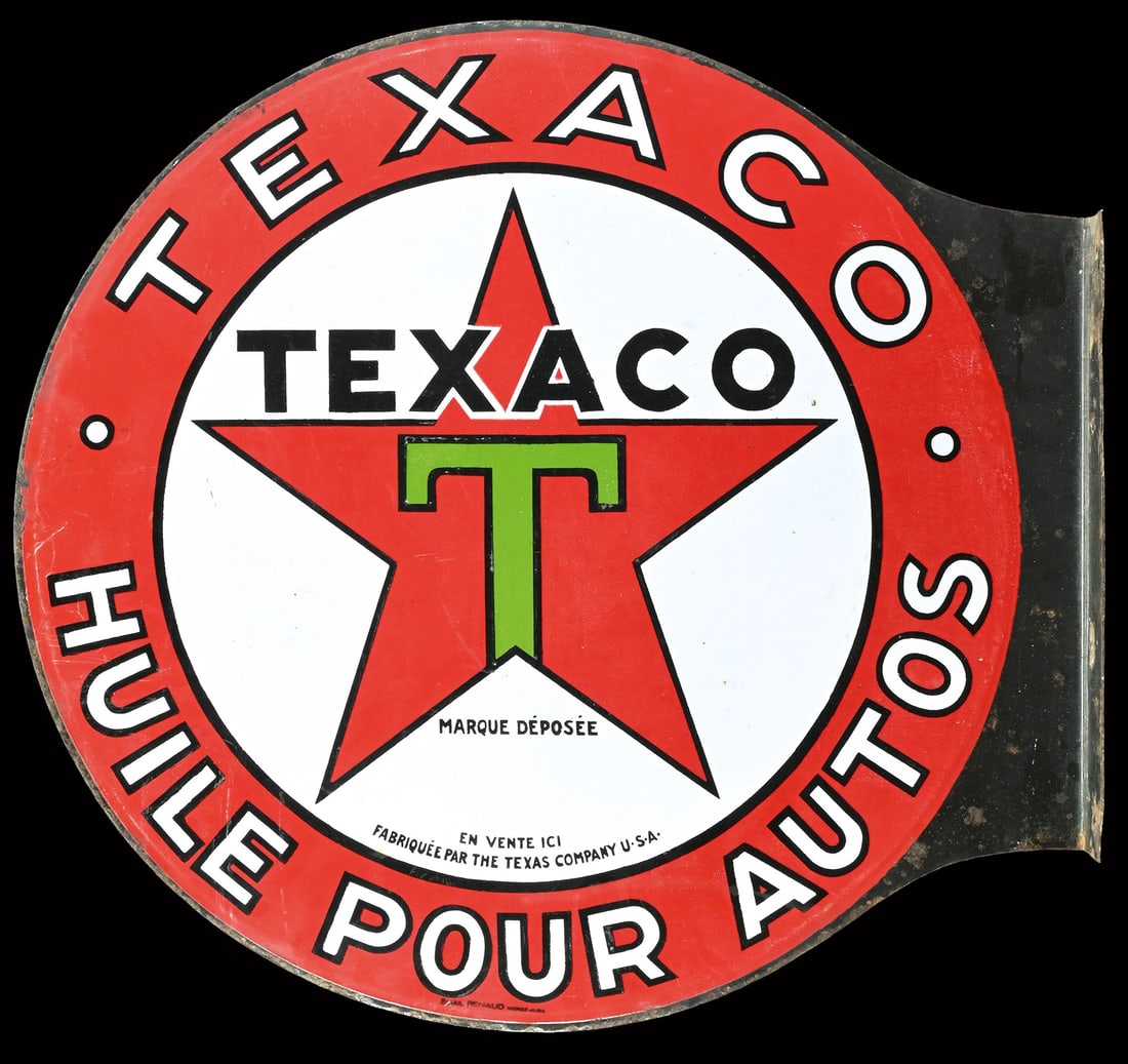 TEXACO | 24" PORCELAIN SIGN | DOUBLE SIDED FLANGE | VERY NICE CONDITION (1 of 2)