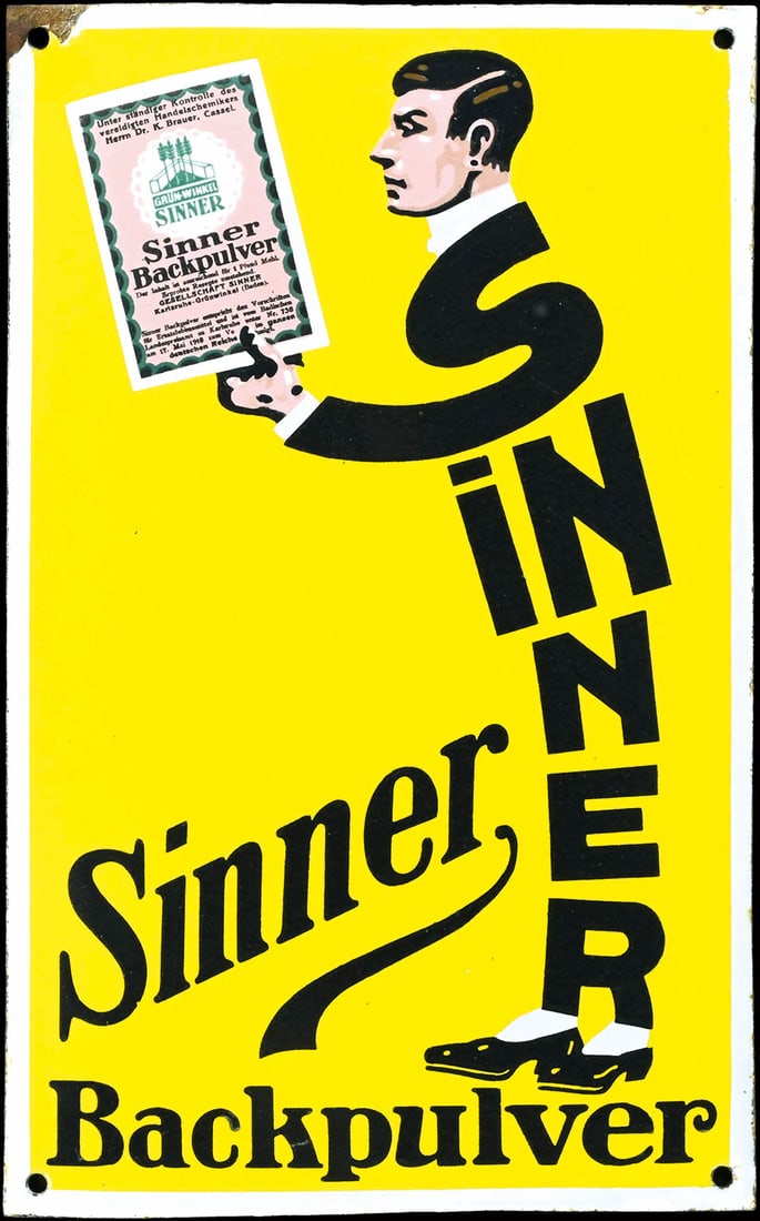 SINNER BACKPULVER | PORCELAIN SIGN | (1) (1 of 8)