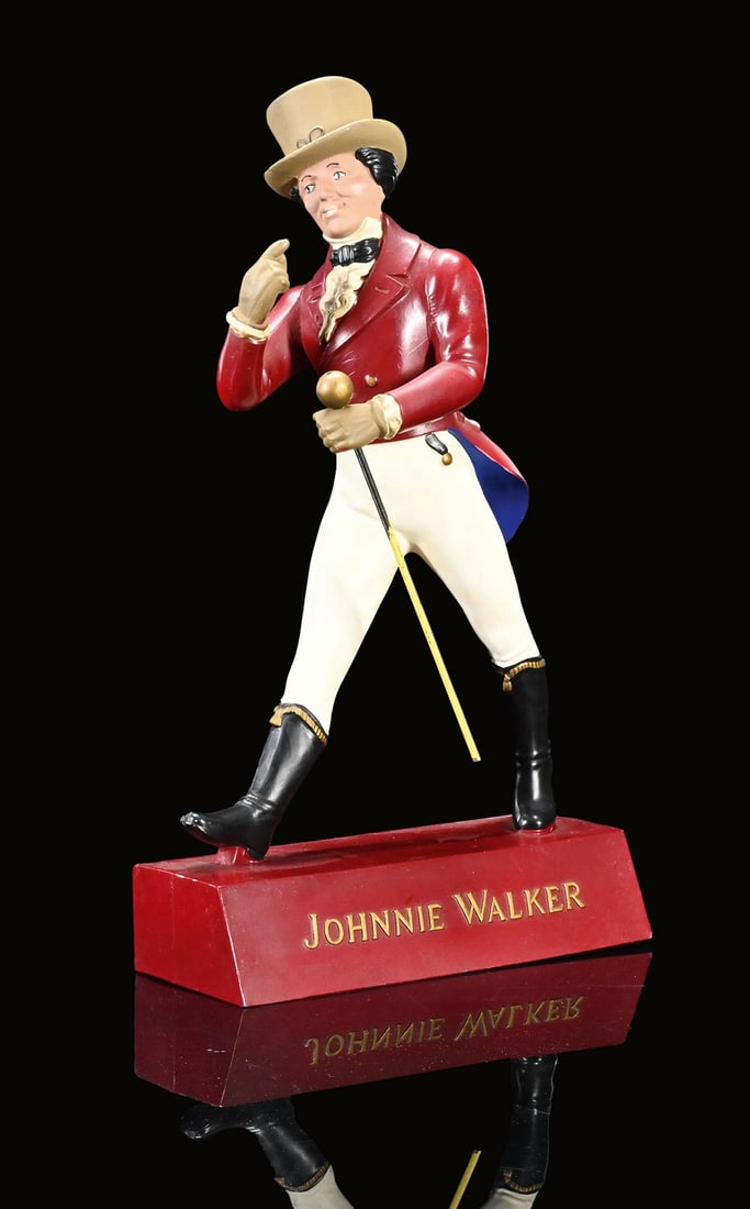 JOHNNIE WALKER | ADVERTISING FIGURE | (1): Advertising model, plastic, 1960s, H 40 cm | We do only sell old original pieces - no reproductions or fakes. We pack in house, most items can be shipped overseas. Wooden crates are available. For fur