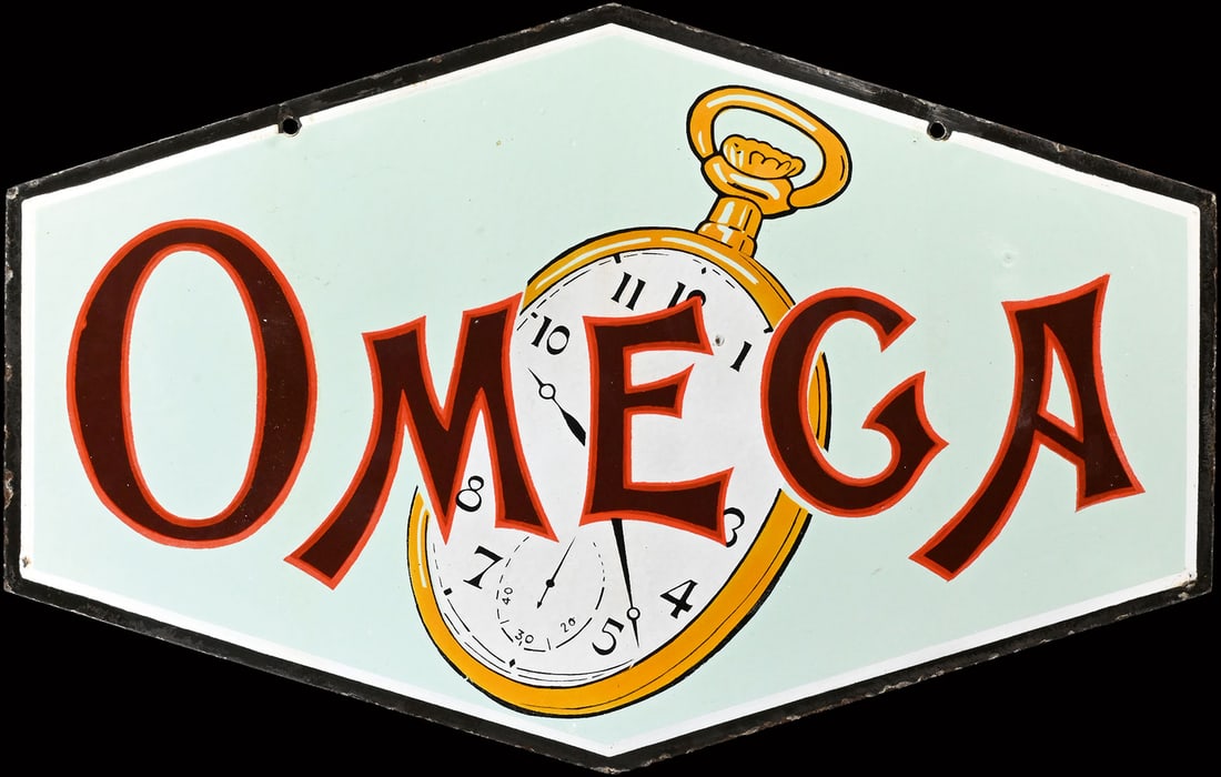 OMEGA | PORCELAIN SIGN | DOUBLE SIDED HANGER | (1+) (1 of 12)