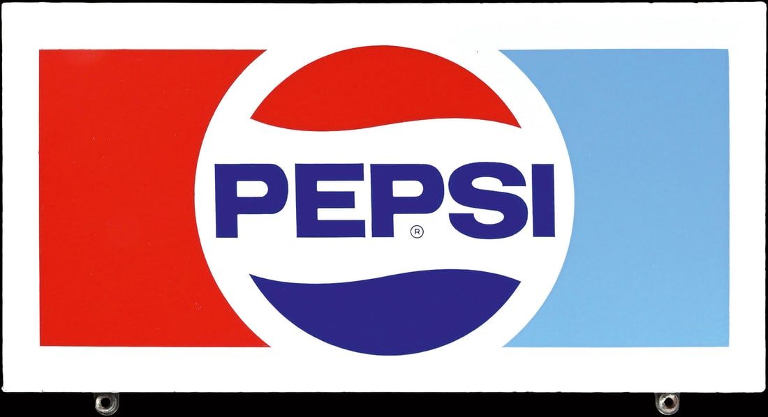 PEPSI | PORCELAIN SIGN | (1+): Porcelain sign ( Enamel sign ), stenciled, AT 1960s, 52 x 27 cm | We do only sell old original pieces - no reproductions or fakes. We pack in house, most items can be shipped overseas. Wooden crates a
