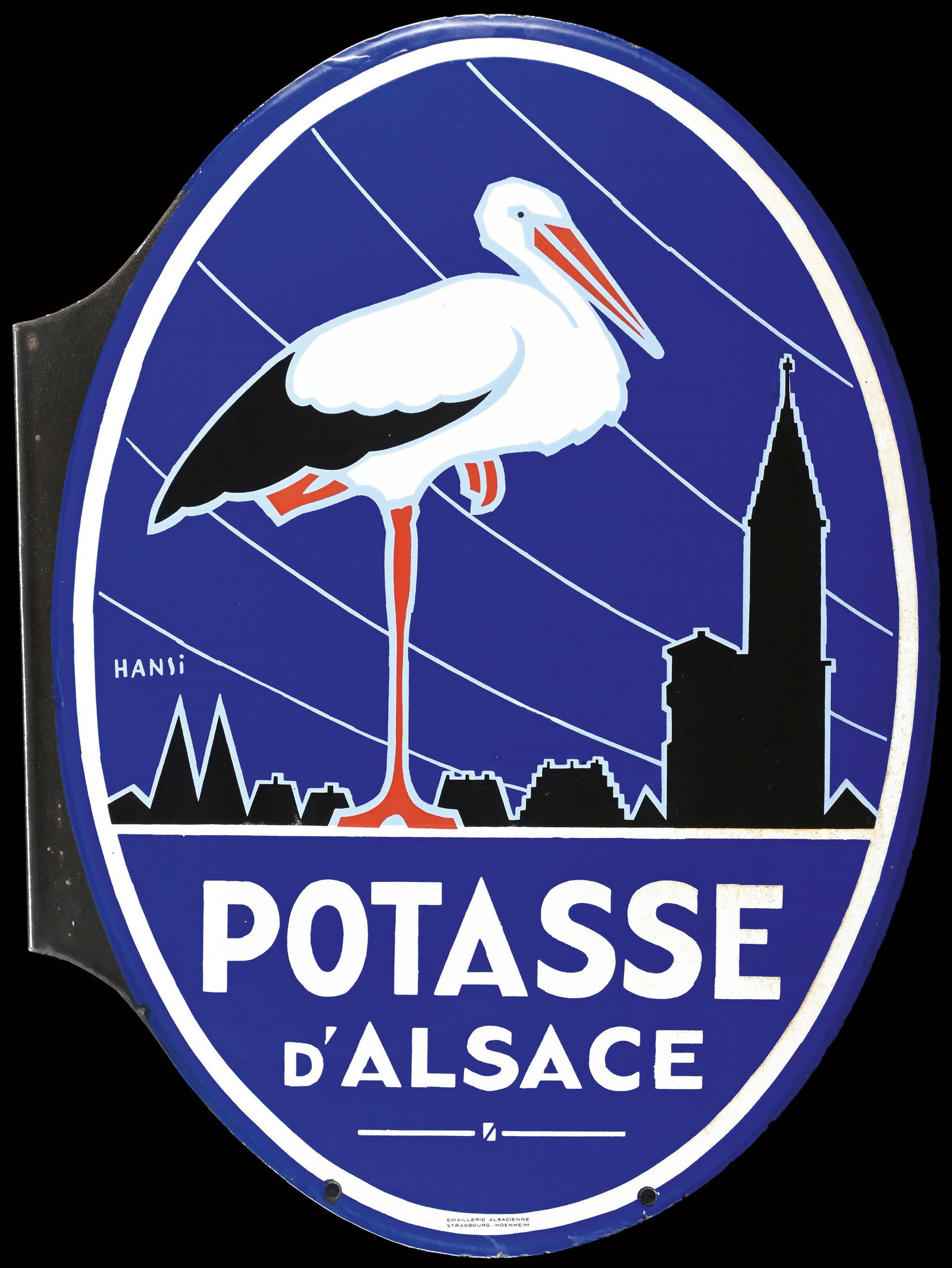 POTASSE D'ALSACE | PORCELAIN SIGN BY HANSI | DOUBLE SIDED FLANGE | (1-2) (1 of 11)