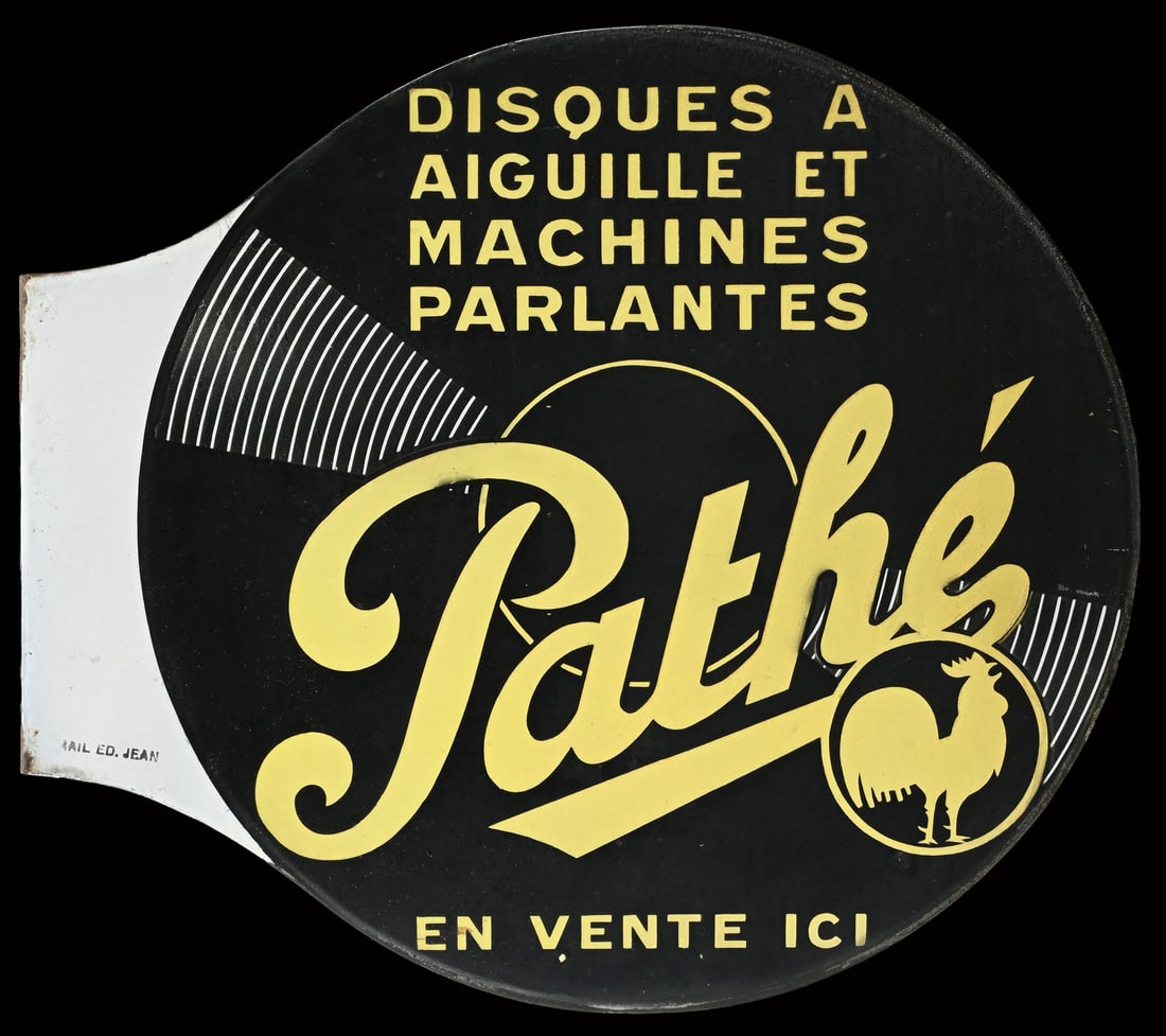 PATHE | PORCELAIN SIGN | DOUBLE SIDED FLANGE | (1/2) (1 of 10)