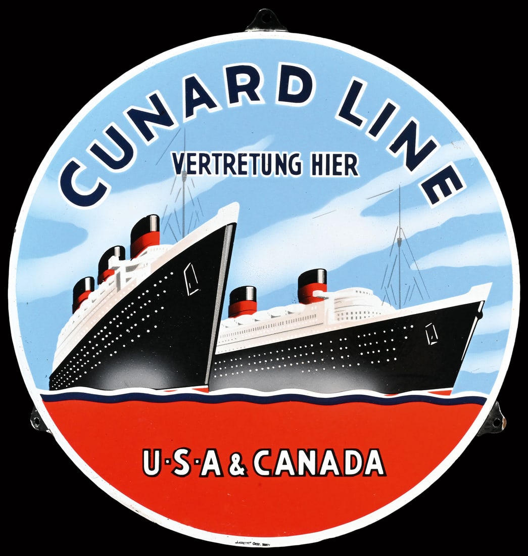 CUNARD LINE - U.S.A. & CANADA | GRAPHICAL PORCELAIN SIGN | (1+) (1 of 7)