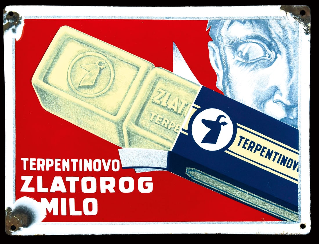 ZLATOROG TERPENTINOVO | RARE PORCELAIN SIGN | (2) (1 of 7)