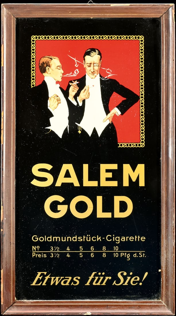 SALEM GOLD | EARLY GLASS ADVERTISING SIGN | (1) (1 of 1)