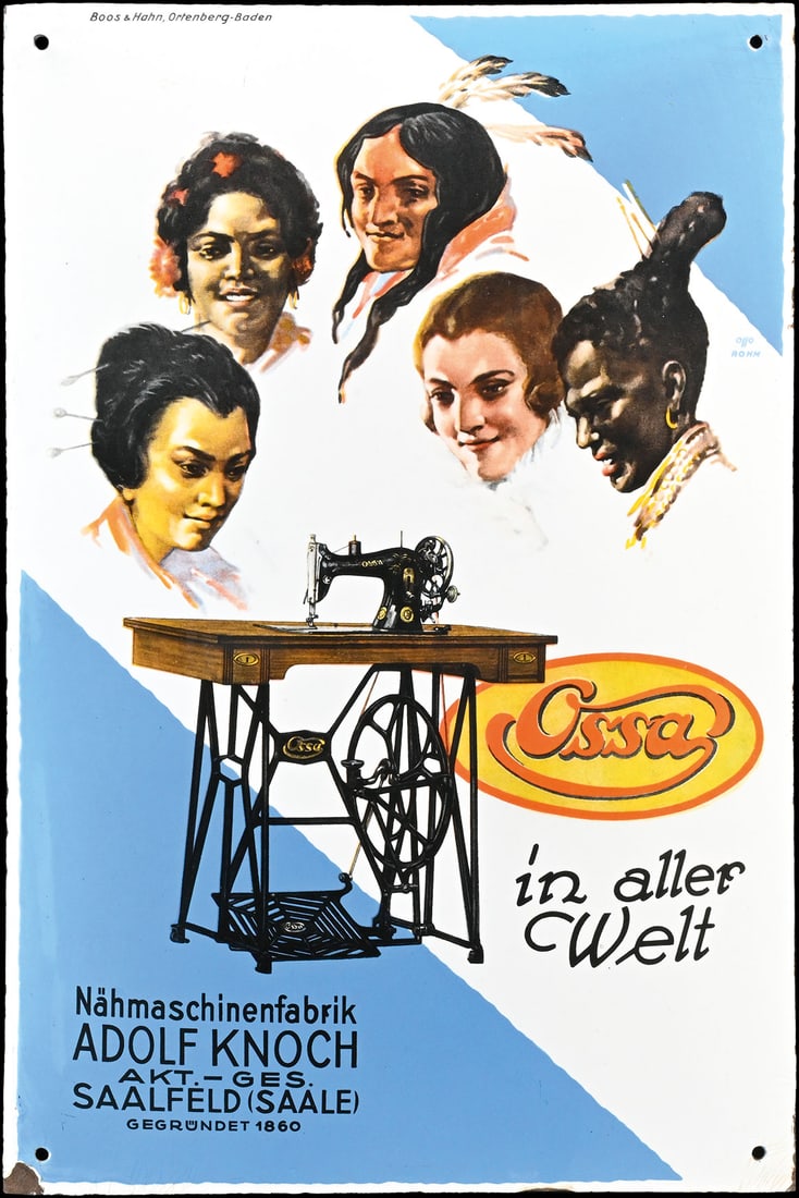 OSSA NAEHMASCHINEN | PORCELAIN SIGN BY OTTO BOEHM | (1) (1 of 7)