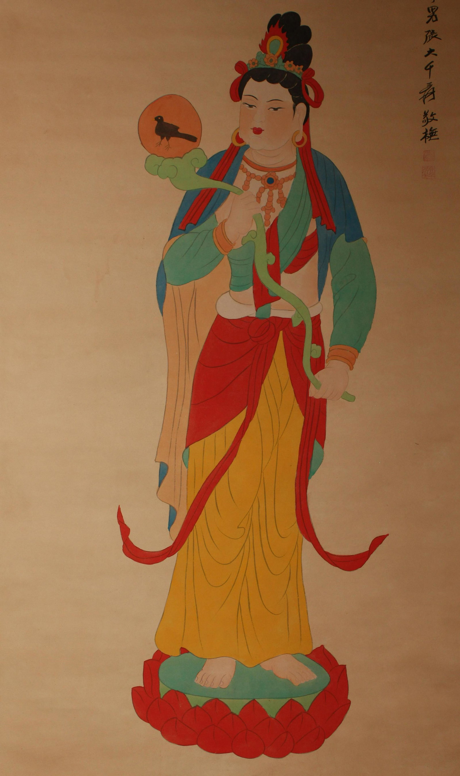 A Chinese Loctus-fortune Buddha Fortune Scroll