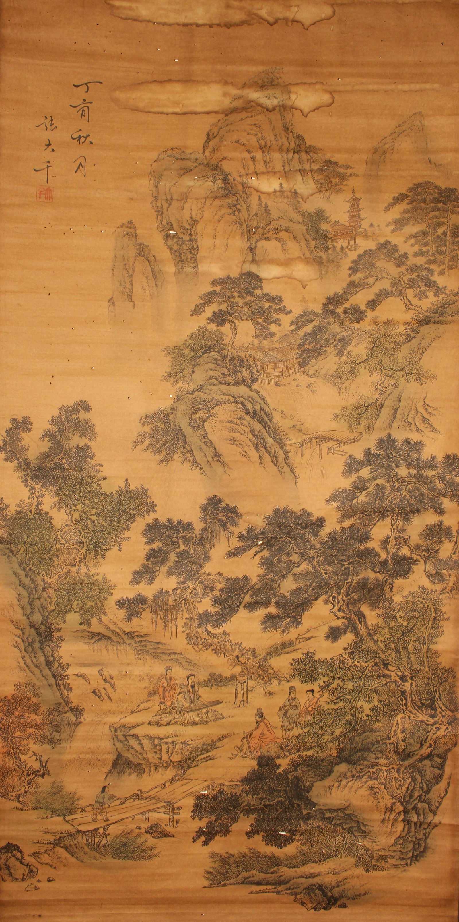 A Chinese Mountain-view Fortune Scroll