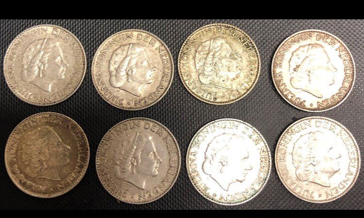 8 Silver Queen Juliana One Gulden Silver Coins (1 of 2)