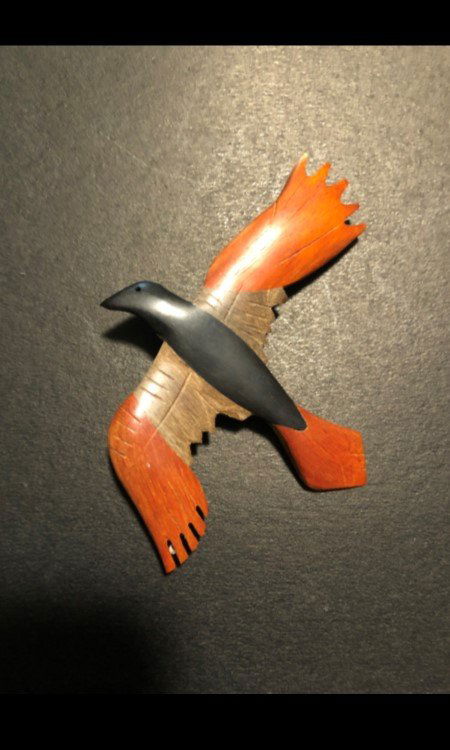 Handmade wooden bird brooch (1 of 2)
