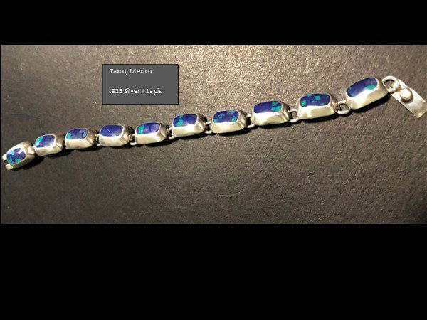 Sterling Silver and Lapis Lazuli Bracelet, Mexico (1 of 3)