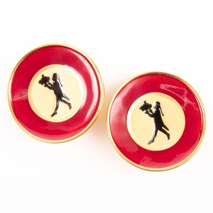 NO RESERVE PRICE Karl Lagerfeld Designer Earrings: 39.64 grams. Dimensions: 4.2cm. Karl Lagerfeld signed designer enamel earrings.