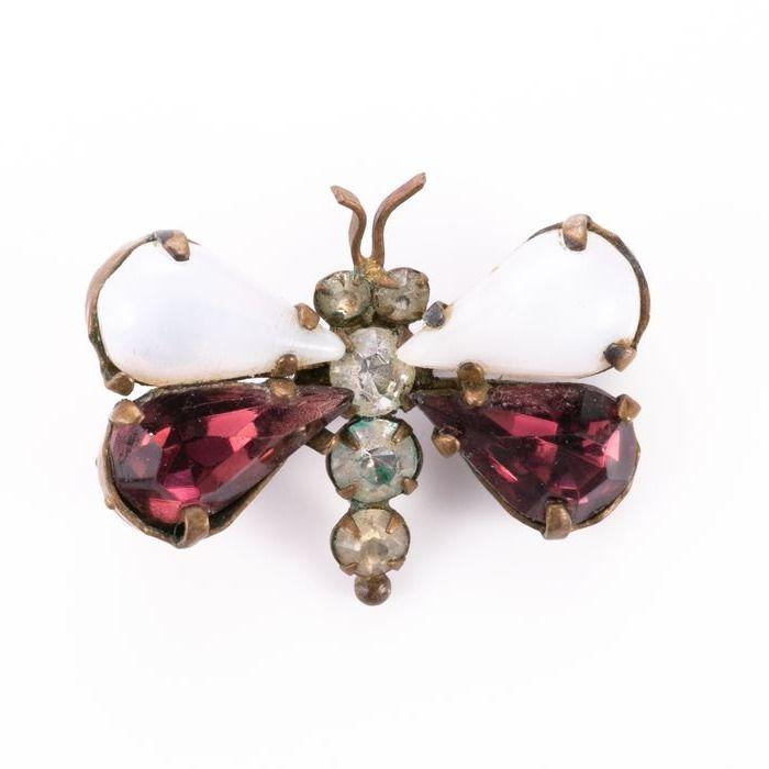 NO RESERVE PRICE Victorian Paste Butterfly Brooch (1 of 5)