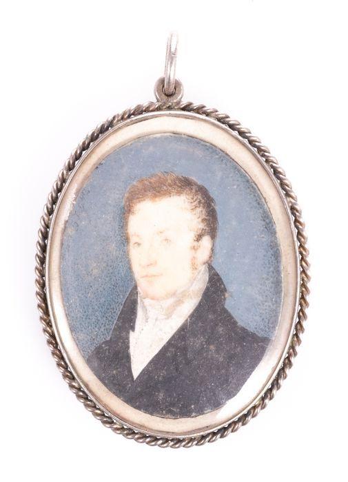 NO RESERVE PRICE Georgian Momento Mori Portrait of a (1 of 2)