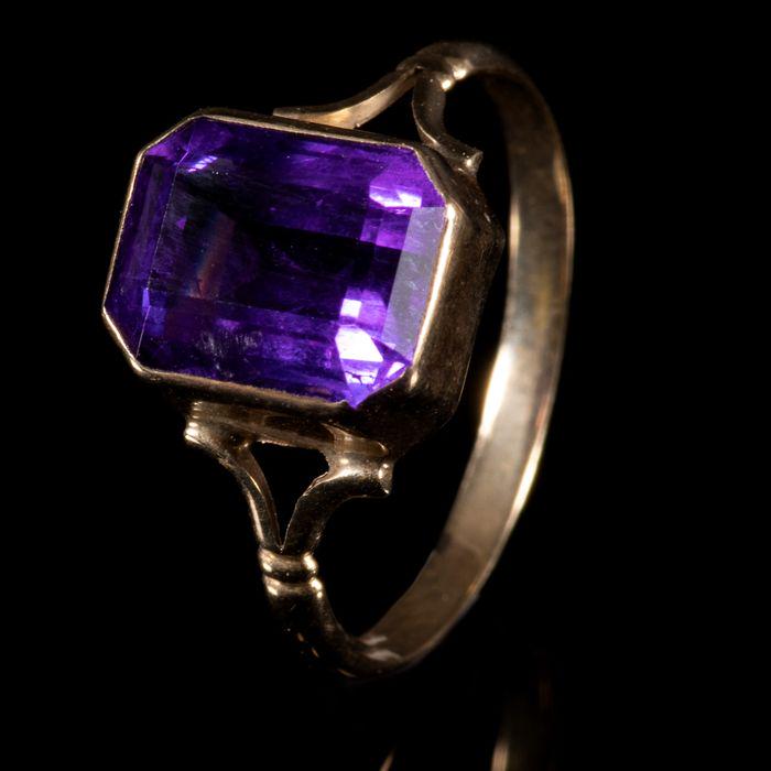 FREE POST 9 kt. Yellow gold - Ring - 3.20 ct Amethyst (1 of 5)