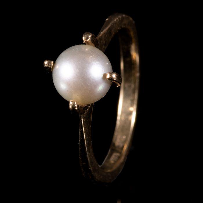 FREE POST 9 kt. Yellow gold - Ring Pearl (1 of 6)