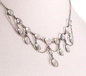 FREE POST Victorian Silver Moonstone Necklace (1 of 1)