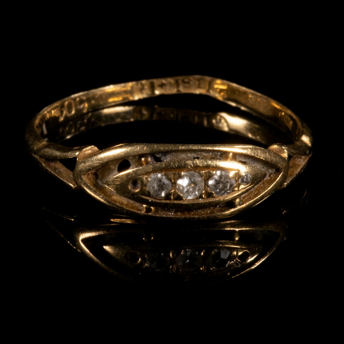 FREE POST 18 kt. Gold Diamond Art Deco Ring (1 of 7)