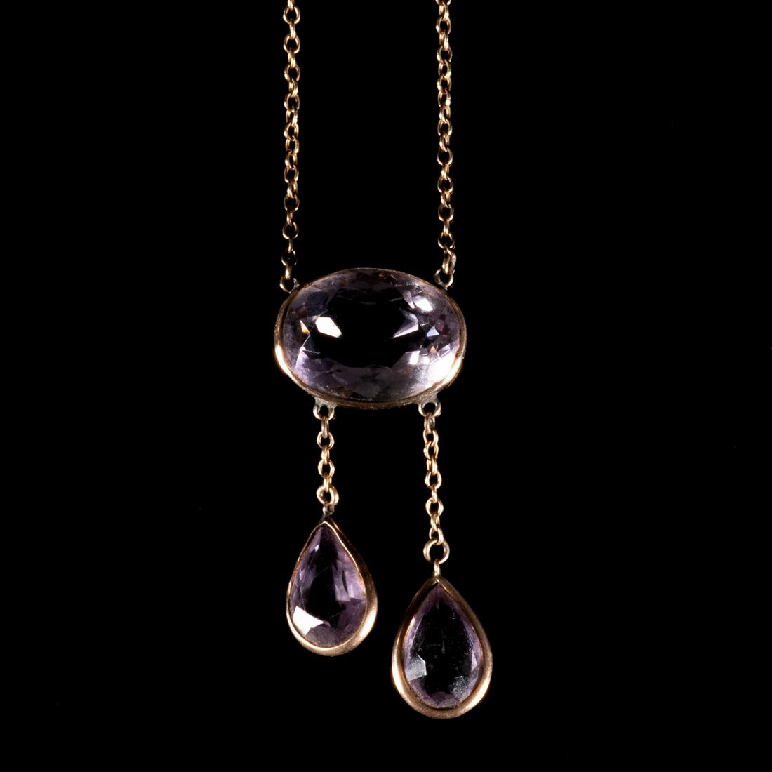 FREE POST 9 kt. Gold Edwarian Amethyst Pendant (1 of 6)