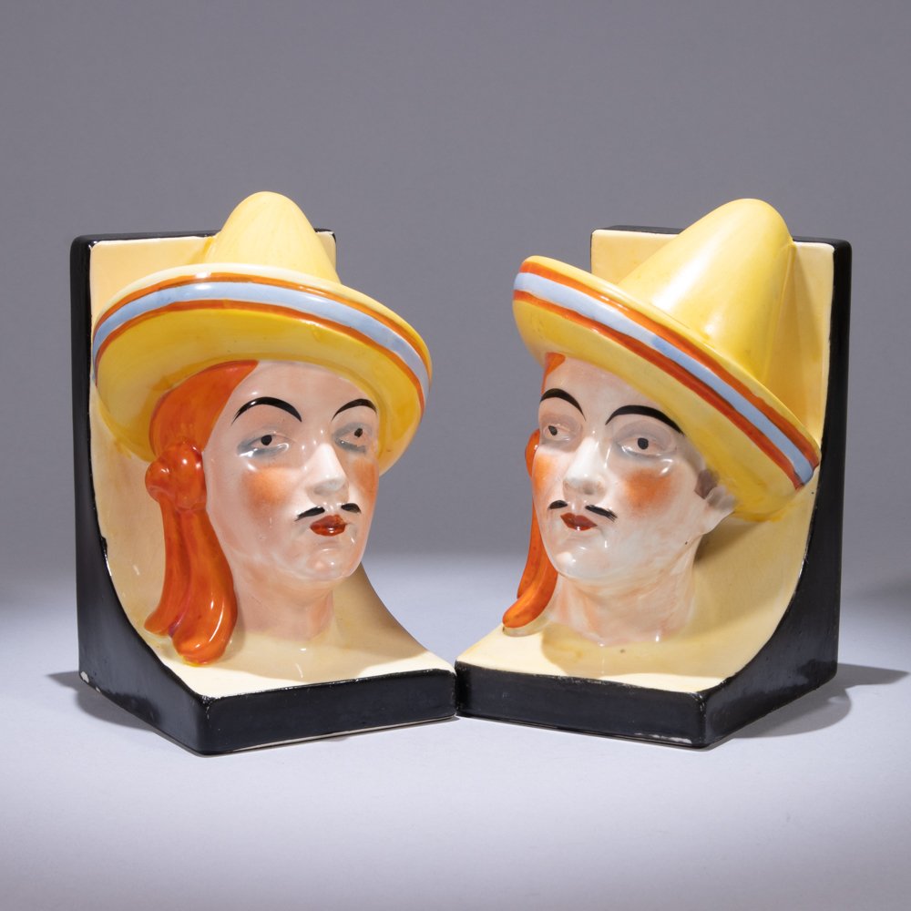 Pair of Art Deco Porcelain Mexican Bookends (1 of 6)