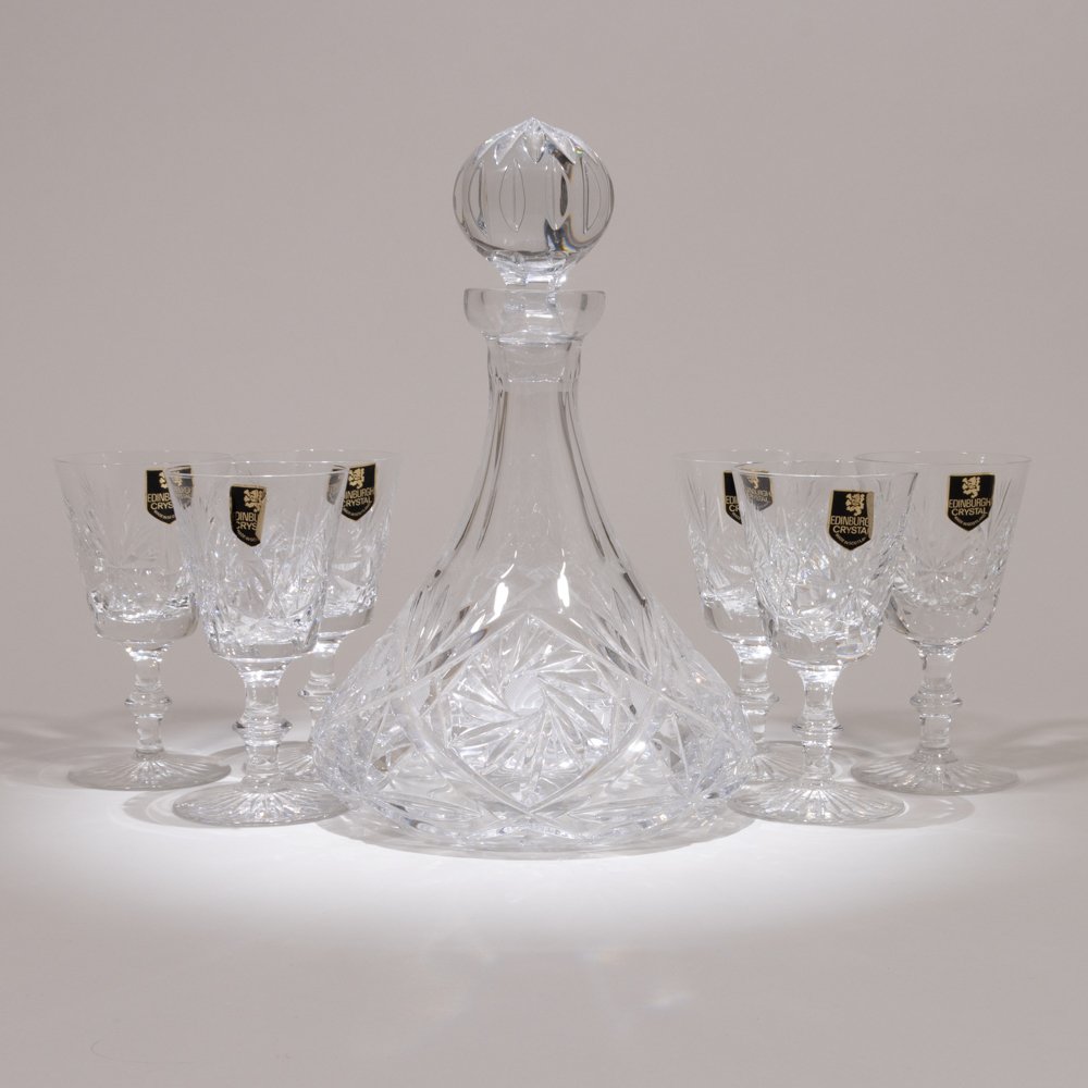Fine Crystal Glass Decanter & Six Glasses (1 of 6)