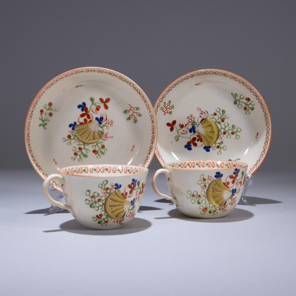New Hall Shell Pattern Porcelain Teacups ca. 1790 (1 of 18)