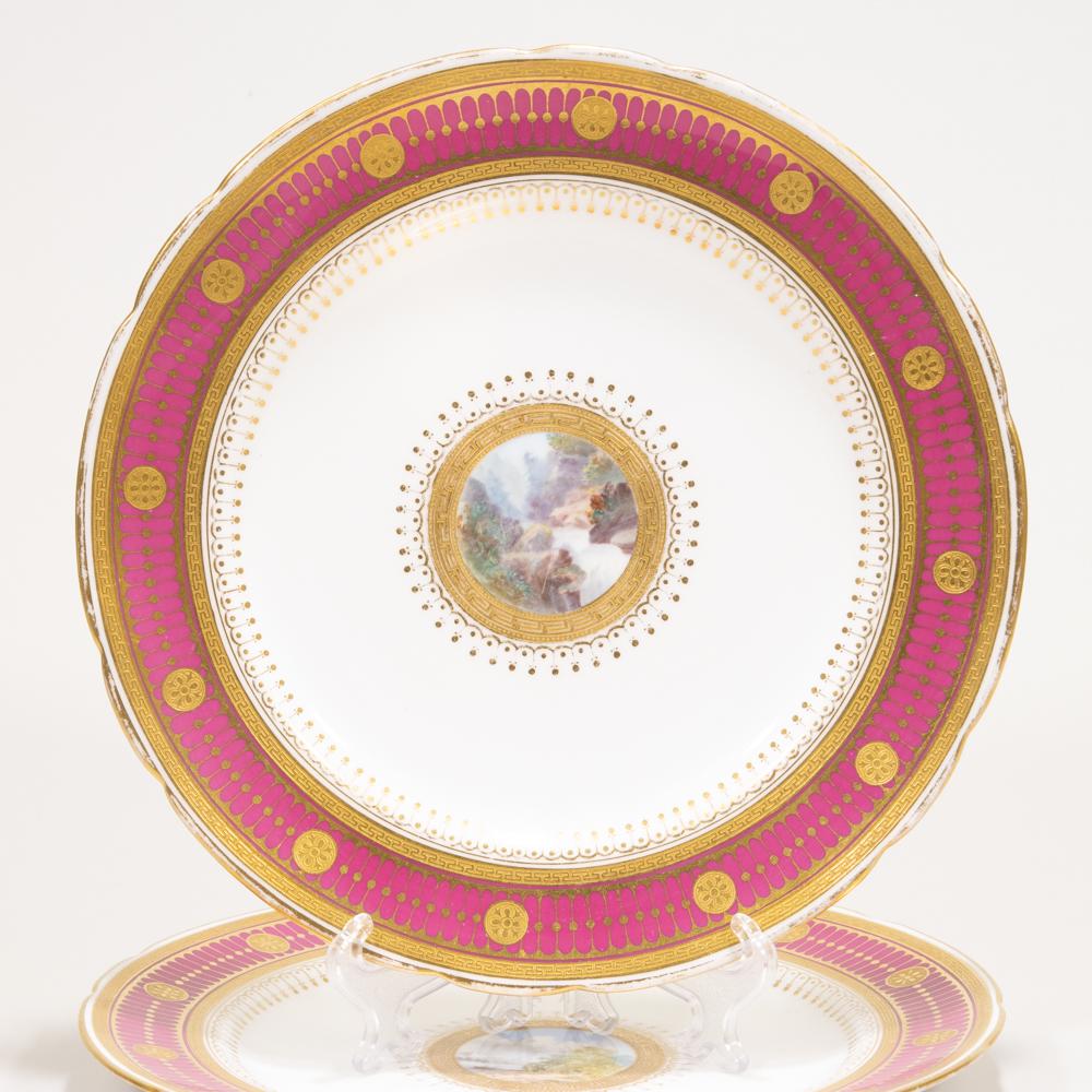 Pair of Minton Porcelain Landscape Plates ca. 1850: 235 x 235 x 25mm. Please study all photographs carefully to get an accurate representation of the item. We offer in-house shipping internationally (US and rest of the world. Dispatched from the UK). W