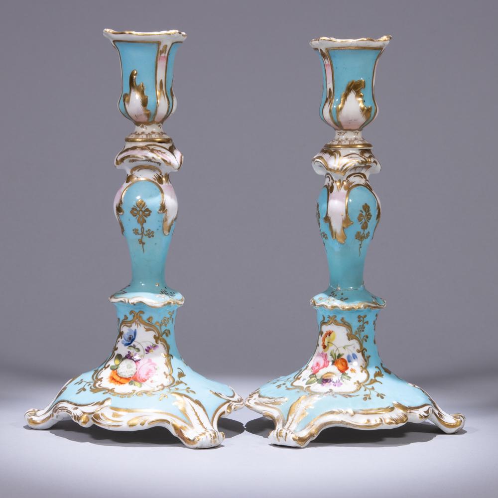 Pair of Old Paris Porcelain Candlesticks ca. 1840 (1 of 7)