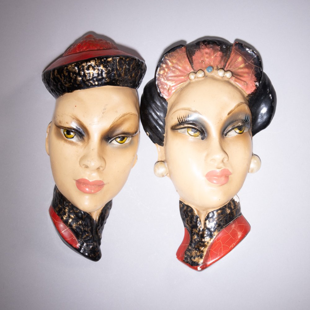 Art Deco Chinese Portraits Plaster Wall Hangings (1 of 6)