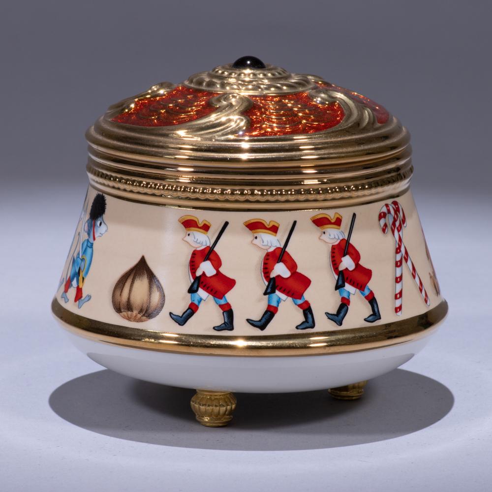 House of Faberge Musical Porcelain Box "The Nutcracker": 90 x 90 x 80mm. Please study all photographs carefully to get an accurate representation of the item. We offer in-house shipping internationally (US and rest of the world. Dispatched from the UK). We 