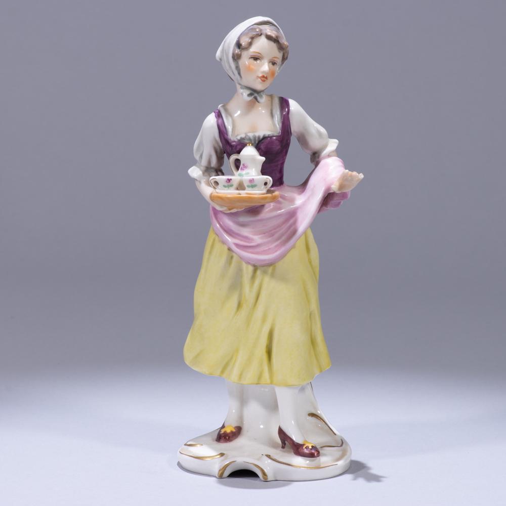 Goebel Porcelain Sculpture of Girl with Teapot: 85 x 80 x190mm. Please study all photographs carefully to get an accurate representation of the item. We offer in-house shipping internationally (US and rest of the world. Dispatched from the UK). We