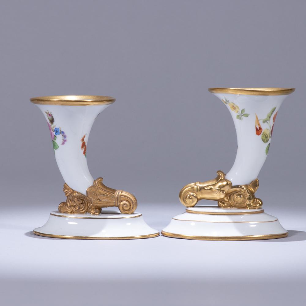 Meissen Porcelain Cornucopia Flower Vases 19th Century (1 of 8)