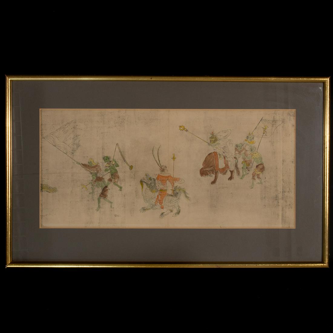 Japanese Edo Watercolour Dawing of Demons 18th Century: Please study all photographs carefully to get an accurate representation of the item. We offer in-house shipping internationally (US and rest of the world. Dispatched from the UK). We aim to ship all 