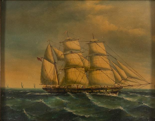19th C Nautical Painting of Yacht (1 of 6)