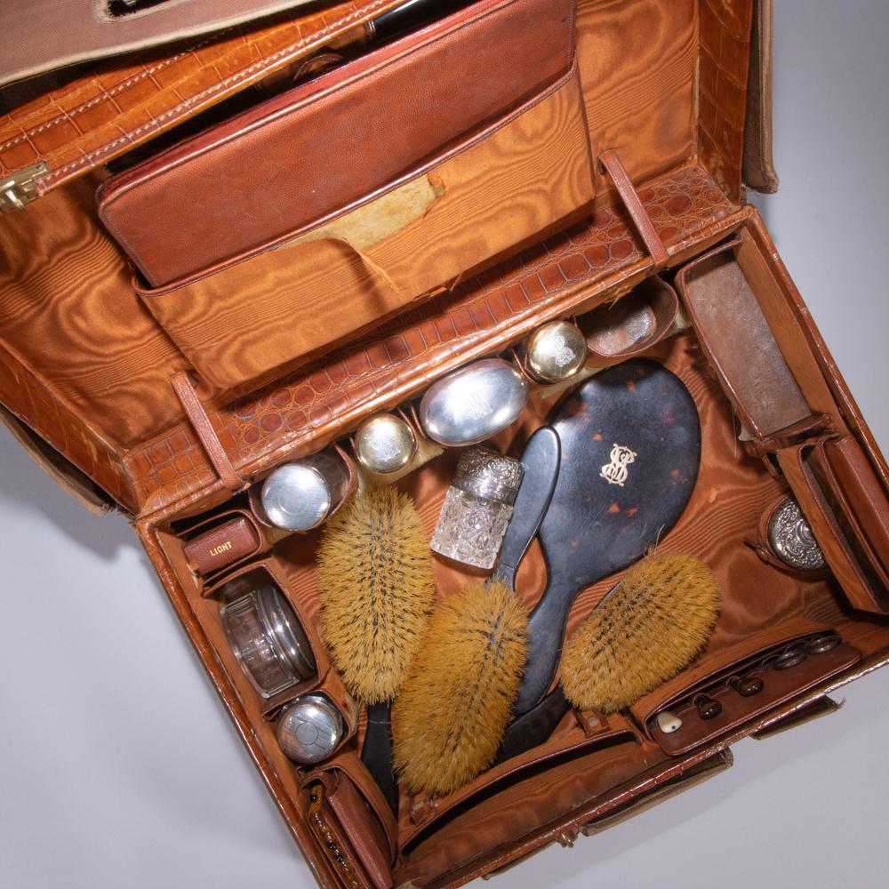 19th C Victorian Crocodile Leather Vanity Suitcase (1 of 20)