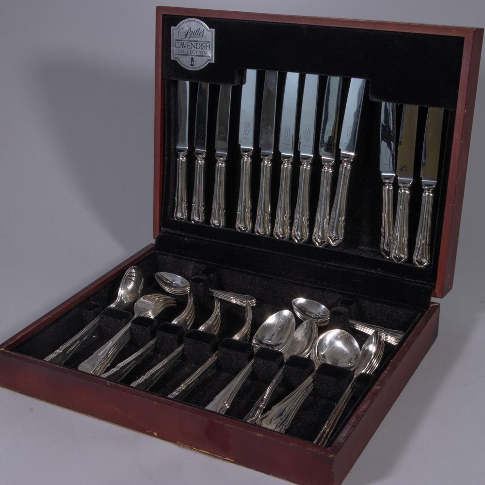 45x Pc George Butler Silver Plated Cutlery Canteen (1 of 12)