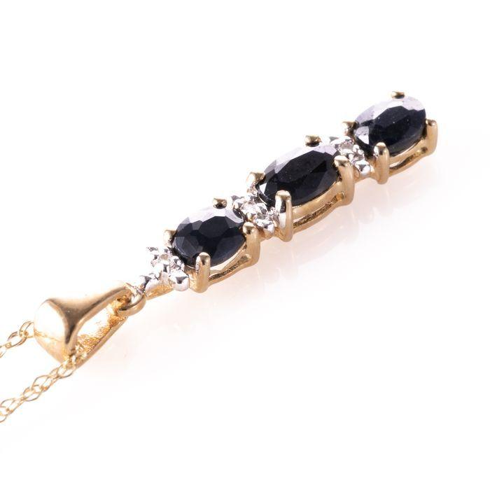 9 Kt. Gold 1ct Sapphire & Diamond Pendant Necklace (1 of 5)