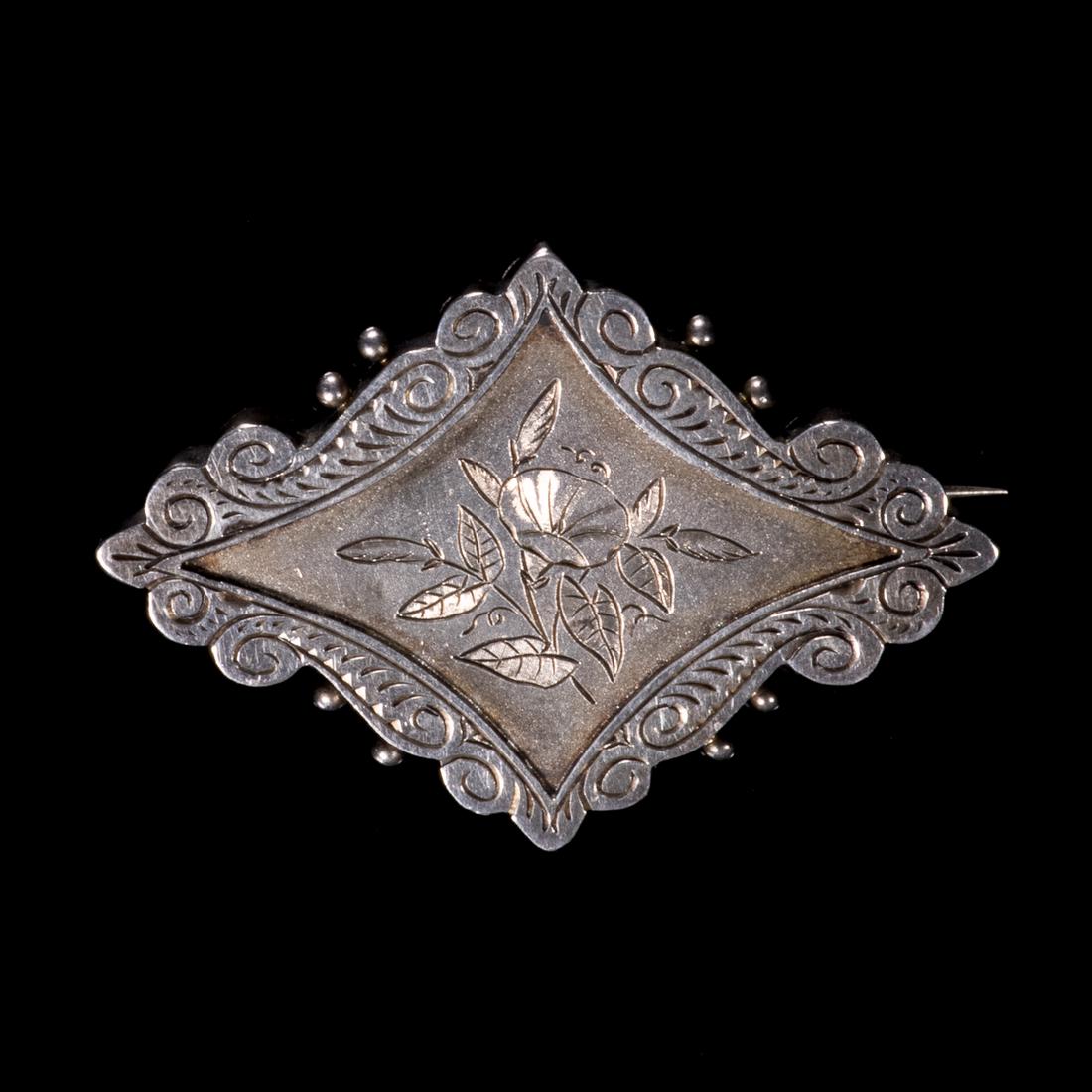Victorian Silver Niello Brooch (1 of 6)