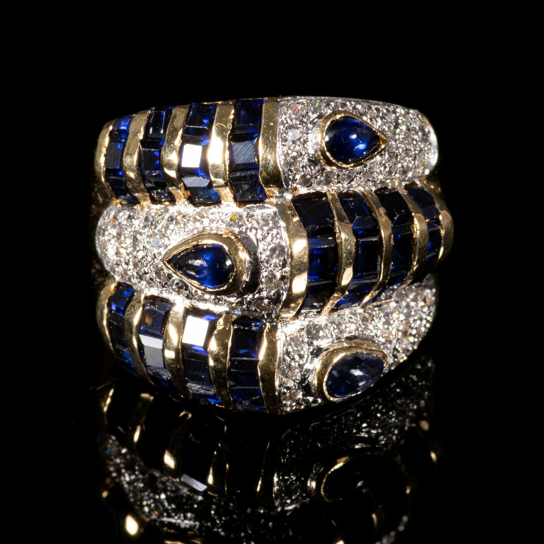 18 Kt. Gold Sapphire & Diamond Art Deco Ring (1 of 5)
