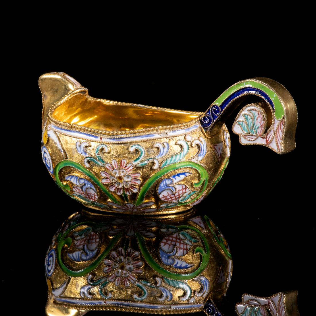 Imperial Russian Cloisonne Enamel Silver Kovsh (1 of 7)