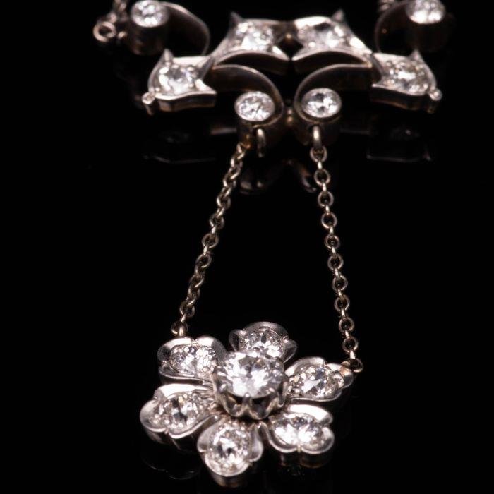 Platinum Victorian Necklace Pendant 1.50 ct Diamonds (1 of 6)